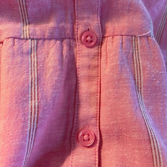 OLD NAVY Soft Pink Linen Chambray Cotton Blend Preppy Stripe Shirt Dress XXL NEW - Picture 11 of 12